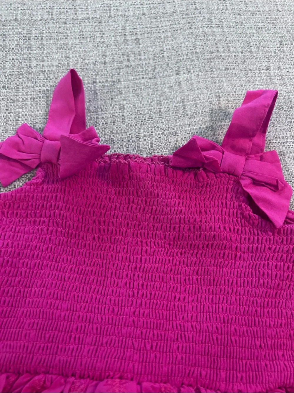 Blueberi Blvd Bright Fuchsia Smocked Tiered Dress with Bow Straps NWT Size 4T